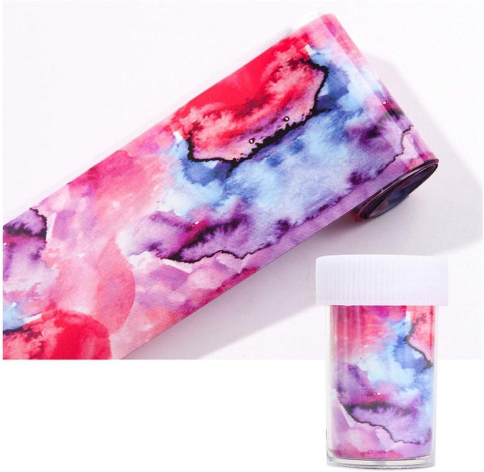 Holographic Nail Foils,Women Beauty 3D Decor Colorful Marble Holographic Nail Art Sticker Nail Transfer Foil Nail Decal Starry Sky(WY109)