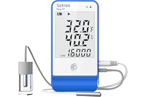 Xetron Elog20 Temperature Humidity Data Logger, Waterproof Temperature Recorder with Detachable Buffered Probe, Fridge Temperature Logger up to 16000 Points,PDF Report,This Year's Latest Production