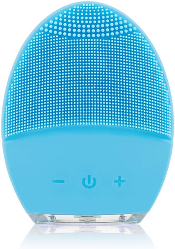 Sonic Facial Cleansing Brush, YUNCHI Y2 Food Grade Silicone Waterproof Portable Face Brush for Cleansing, Scrubbing and Exfoliating - Blue