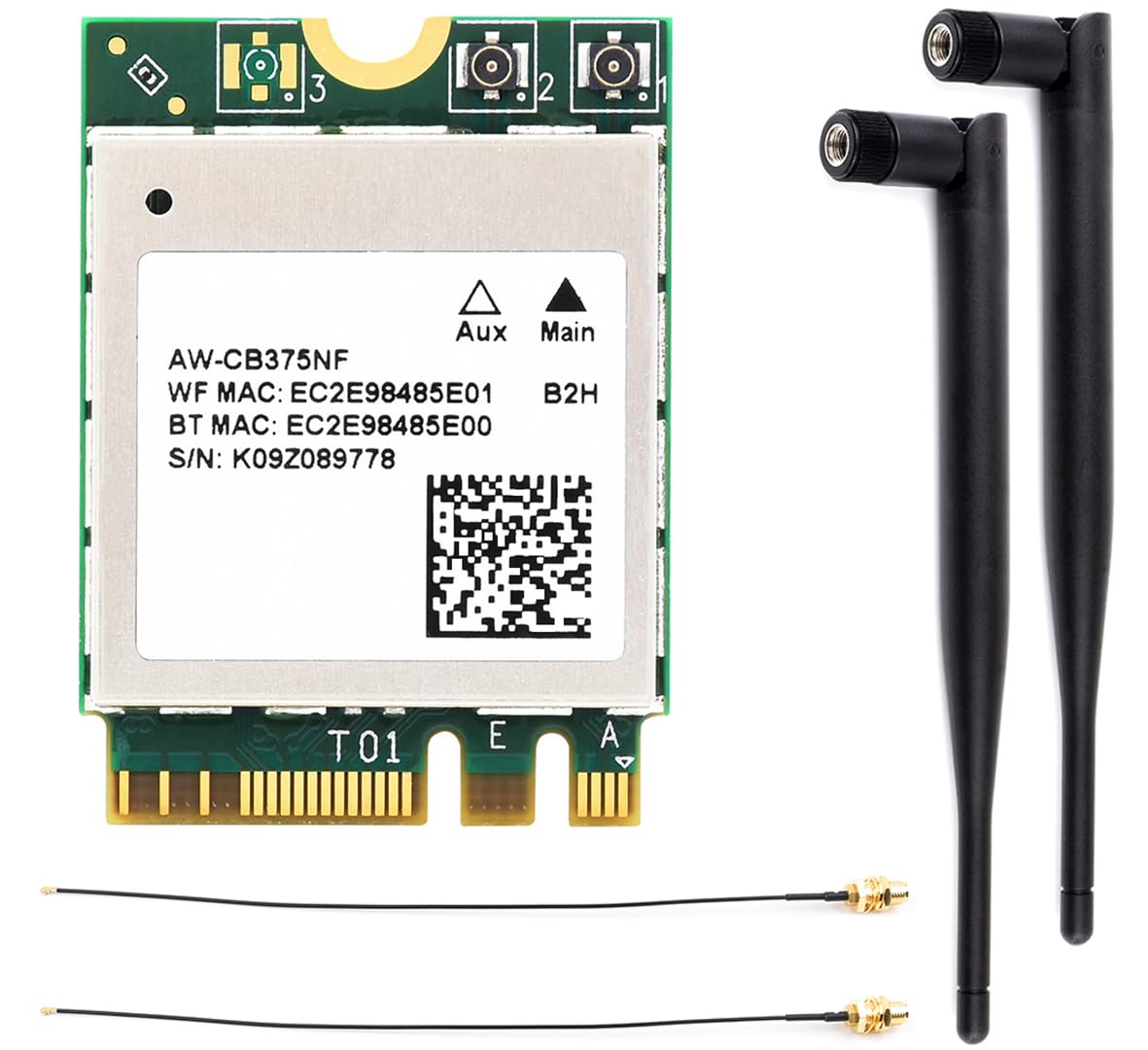 AW-CB375NF Wireless NIC for Jetson Xavier NX/Orin NX/Orin Nano Board etc. 2.4G / 5GHz 300Mbps / 867Mbps Dual-Band Wi-Fi 5, RTL8822CE-CG Core, Bluetooth 5.0, M.2 A/E NGFF