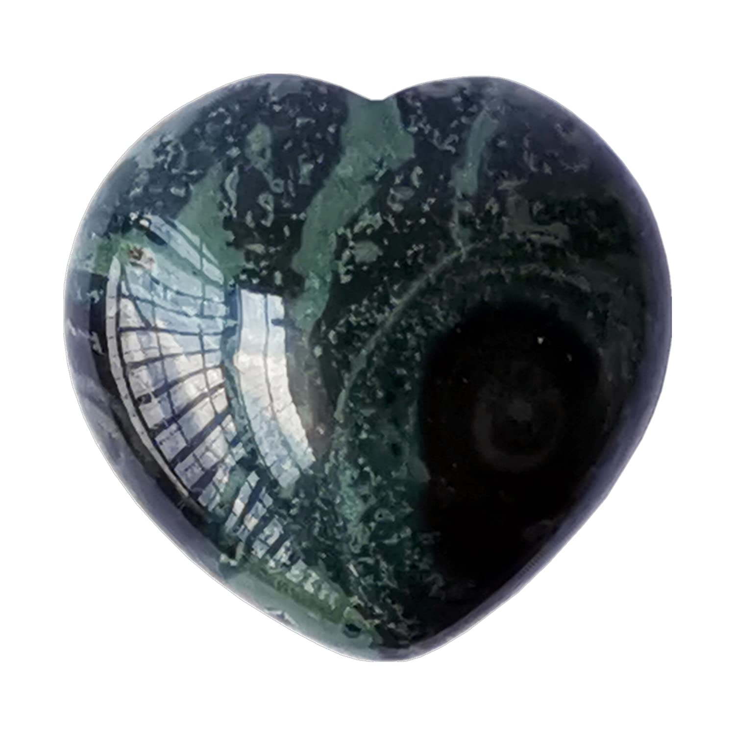Manekieko Natural Kambaba Jasper Palm Worry Carved Heart Love Stone,40mm Crystals and Healing Stones