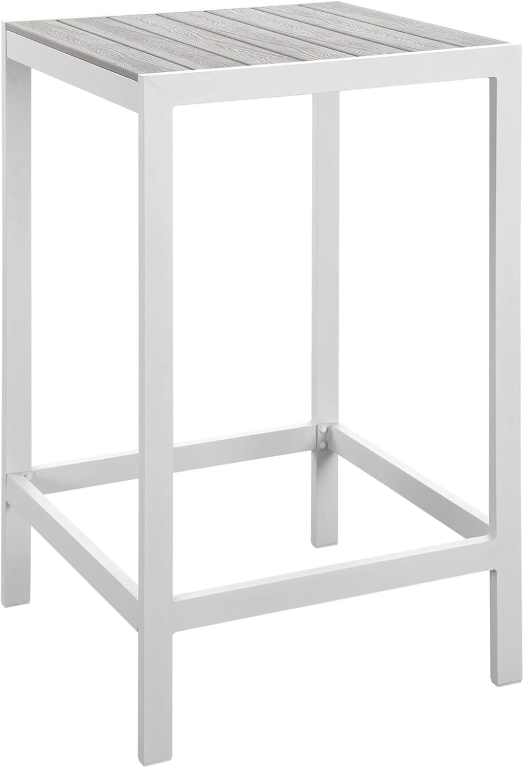 Ergode Maine Outdoor Patio Bar Table - White Light Gray: Garden & Outdoor