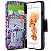 GALAXY WIRELESS Wrist Strap Flip Folio [Kickstand Feature] Pu Leather Wallet Case with ID and Credit Card Slot for iPhone 7 - Rainbow Flower