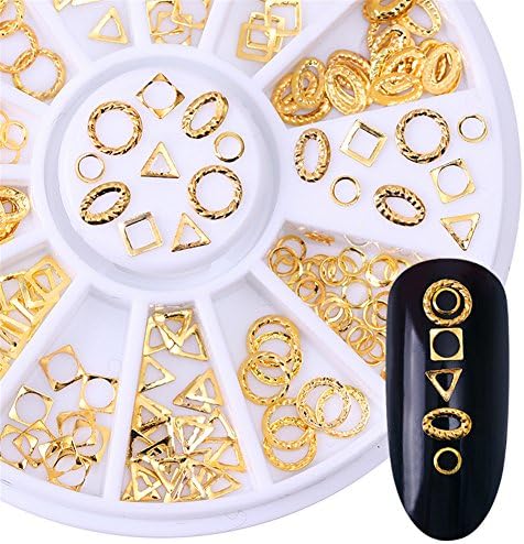 Born Pretty Gold Rivet 3D Nail Decoration Triangle Oval Circle Square Manicure Nail Art Decoration #36332