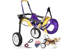 Lokshun Dog Wheelchair for Back Legs Large Small, Newly Wheelchair for Dogs, Adjustable Dog Carts with Wheels for Disabled Hind Legs, with LED, Leash, Angle-Adjustable All-Terrain Wheels