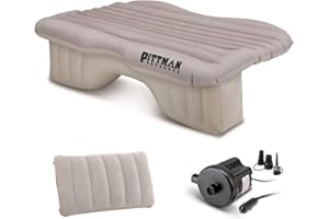 Pittman Outdoors AirBedz Backseat Heavy Duty PVC Air Mattress with Portable DC Air Pump, Mid-Size, Tan