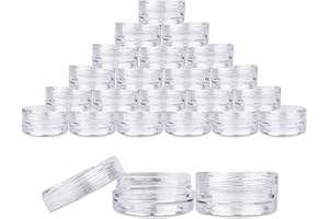 Beauticom 3g/3ml (0.1 Fl Oz) Round Clear Plastic Jars with Round Top Lids for Creams, Lotions, Powders, Glitters, and more... (Color: Clear Lid, Quantity: 50 Pieces)