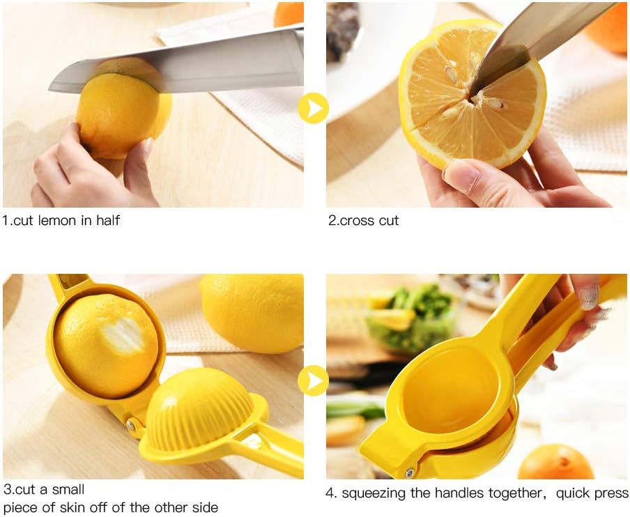 Manual Juicer Citrus Lemon Squeezer, Fruit Juicer Lime Press Metal, Professional Hand Juicer Kitchen Tool(yellow）: Kitchen & Dining