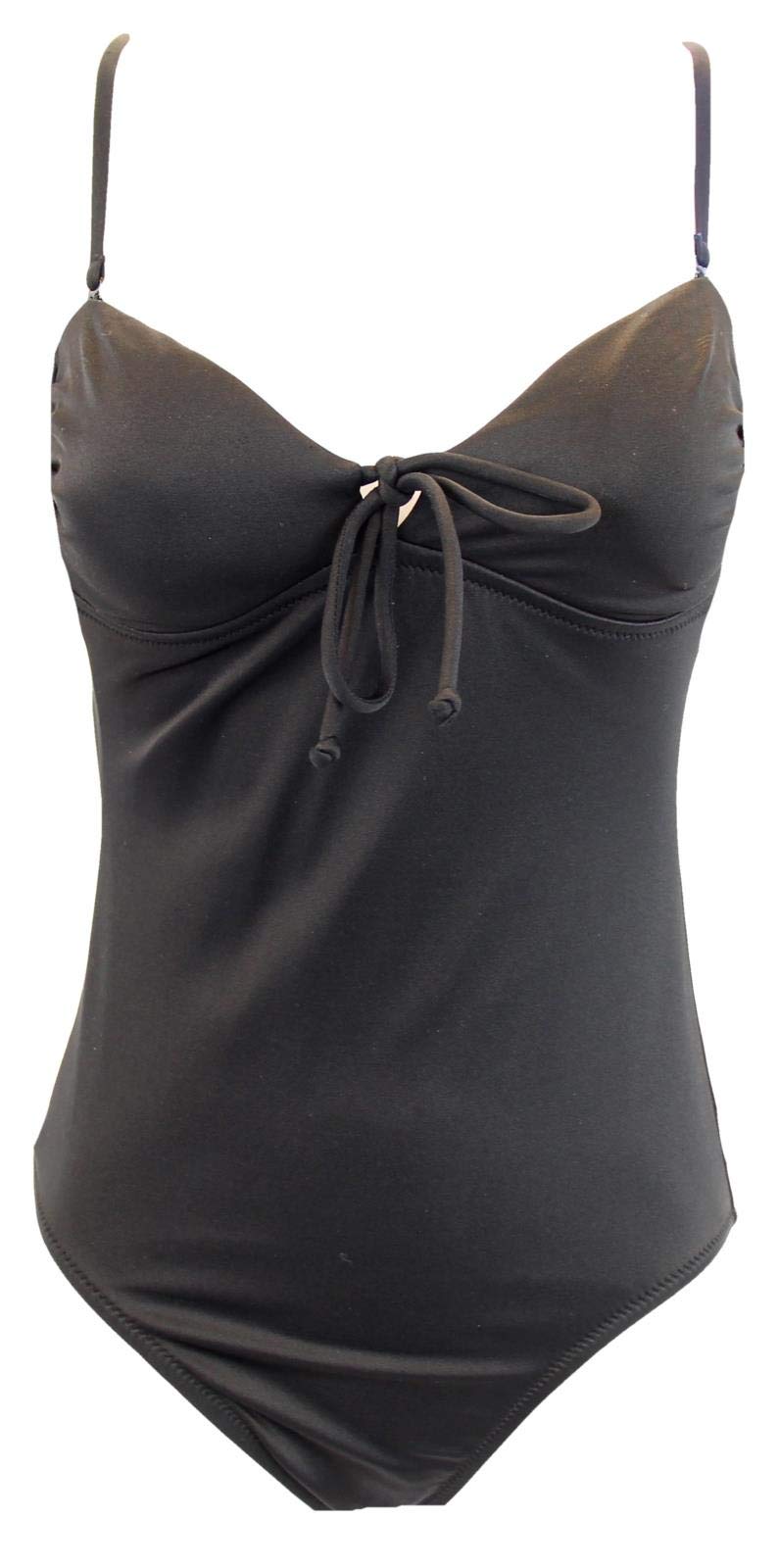 J Crew Women's Tie Front Bandeau Tank Swimsuit Bathing Suit Black Sz 2