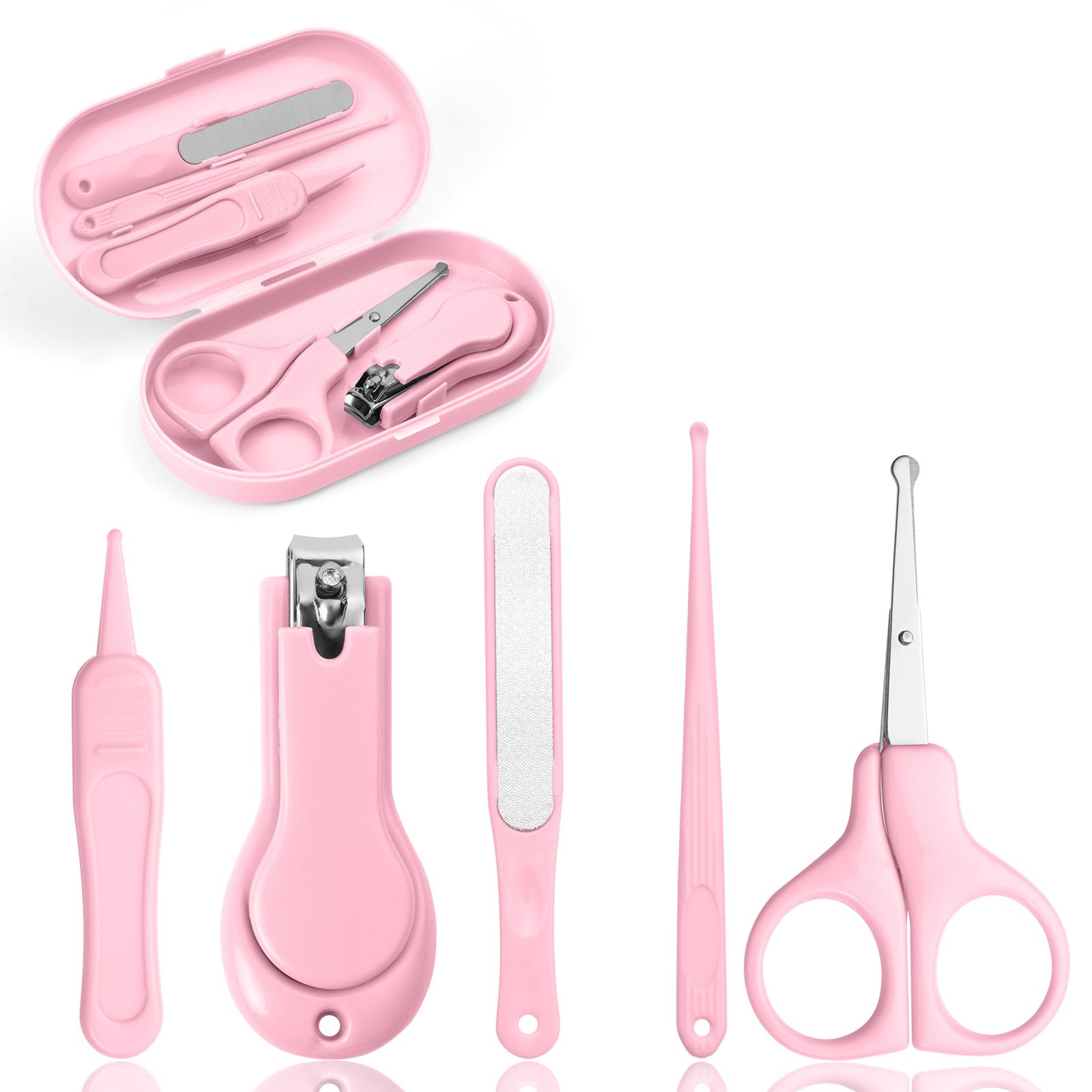 Vicloon Baby Nail Kit, 5-in-1 Baby Nail Care Set, Baby Nail Care Tool, Baby Manicure Set Includes Nail Clippers, Scissor, Earpick, Nail File and Tweezer for Newborn Infant Toddler