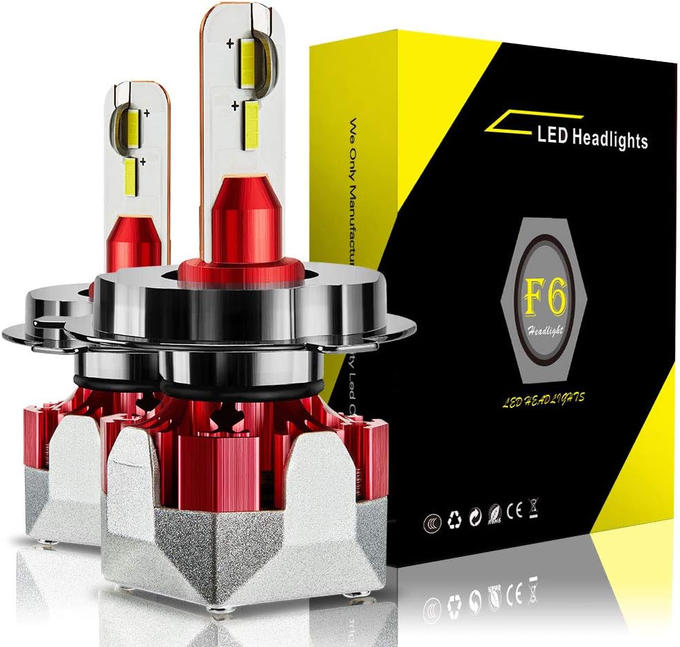 Antline H4 9003 HB2 LED Headlight Bulbs Conversion Kit Xenon White, Extremely Bright 6000 Lumen F6 CSP LED Chips for High/Low Beam Headlight Fog Light Bulb 6000K(Pack of 2)