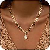 HABIKIP Valentine's Day Gift 14K Gold Plated Layered Necklace for Women, Stackable Chunky Cross Choker Necklaces for Women Trendy, Gold Statement Pendant Chain Toggle Front Clasp Thick Simple Jewelry