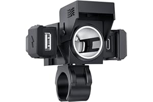 EXTRACTME 3-in-1 Motorcycle Phone Charger with 120W Cigarette Lighter Port, Motorcycle USB Charger with 6.4A Dual USB Type C PD & QC3.0 USB A, Motorcycle Accessories for Phone, Tablet, GPS, etc