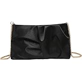 GORGLITTER Women's Evening Bag Wedding Party Prom Handbag Small Dressy Formal Purse Pleated Satin Clutch