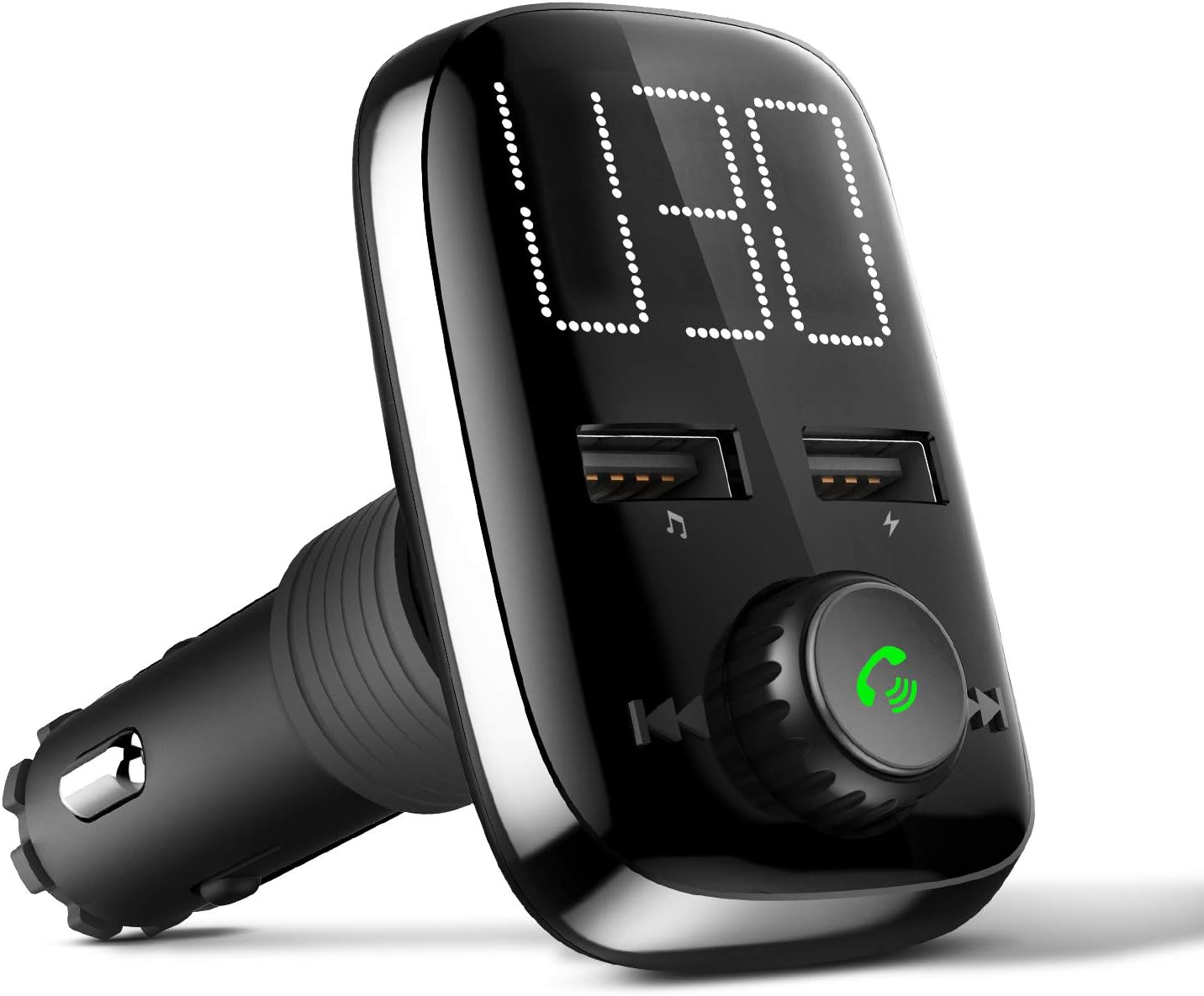 DYOTTON Bluetooth FM Transmitter for Car, Wireless Bluetooth FM Radio Adapter Car Kit with Hands-Free Calling and Dual USB Charging Ports, Music Player Support TF Card USB Flash Drive