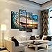 Cao Gen Decor Art-S70448 4 panels Wall Art Waves Painting on Canvas Stretched and Framed Canvas Paintings Ready to Hang for Home Decorations Wall Decor