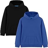 Phedrew 2-Pack Kids Cotton Hoodies Toddlers' Fall Outfits Pullover Hooded Medium Weight Sweatshirts for Boys and Girls