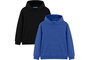 Phedrew 2-Pack Kids Cotton Hoodies Toddlers' Fall Outfits Pullover Hooded Medium Weight Sweatshirts for Boys and Girls