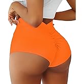 Women's Booty Shorts-High Waist V Back Yoga Shorts- Spandex Dance Hot Pants Butt Lifting Rave Bottoms