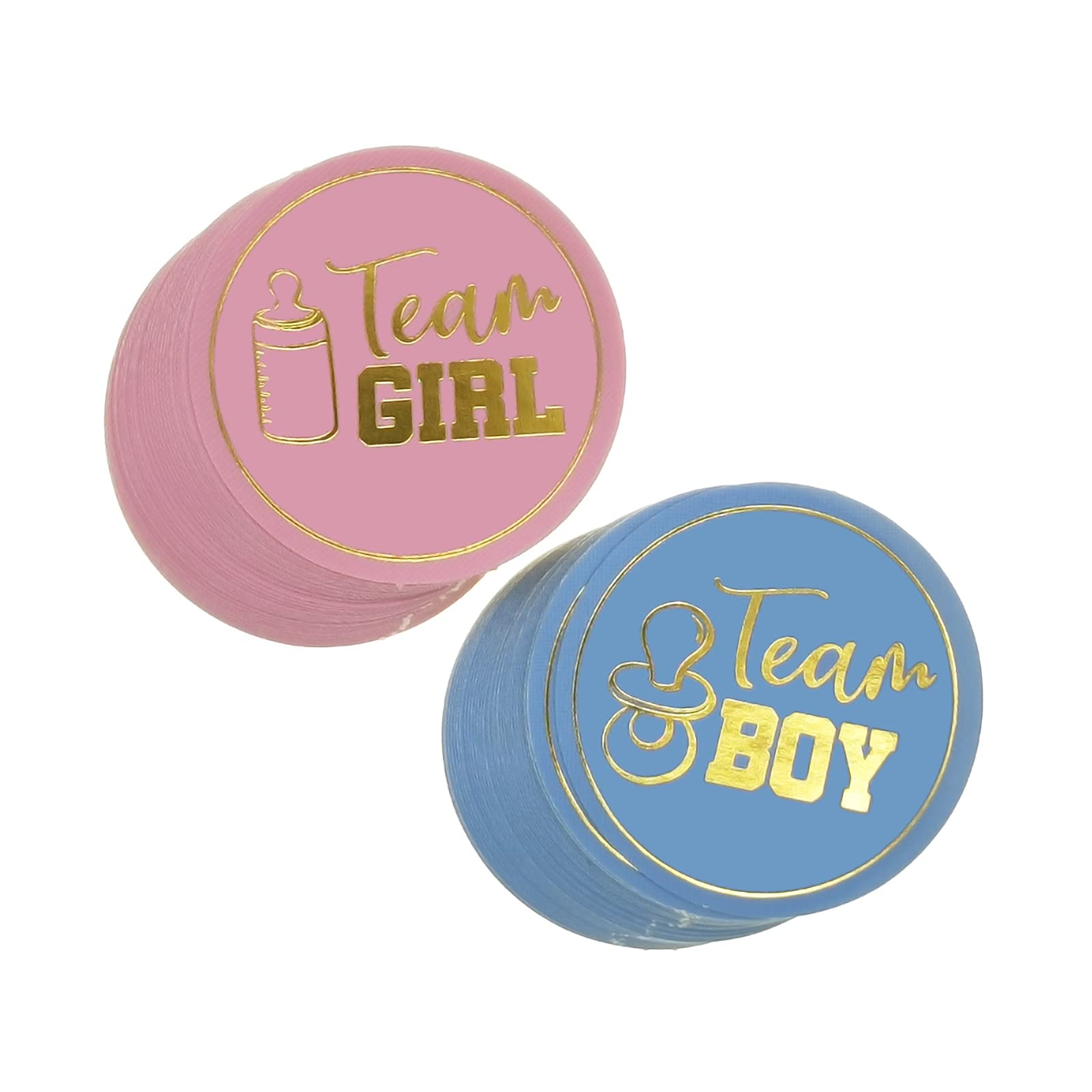Gender Reveal Stickers, 72 Pcs Baby Shower Sticker with Gold Glitter Letter Team Boy and Team Girl, Idea Decoration for Baby Shower Decorations and Gender Reveal Party Games