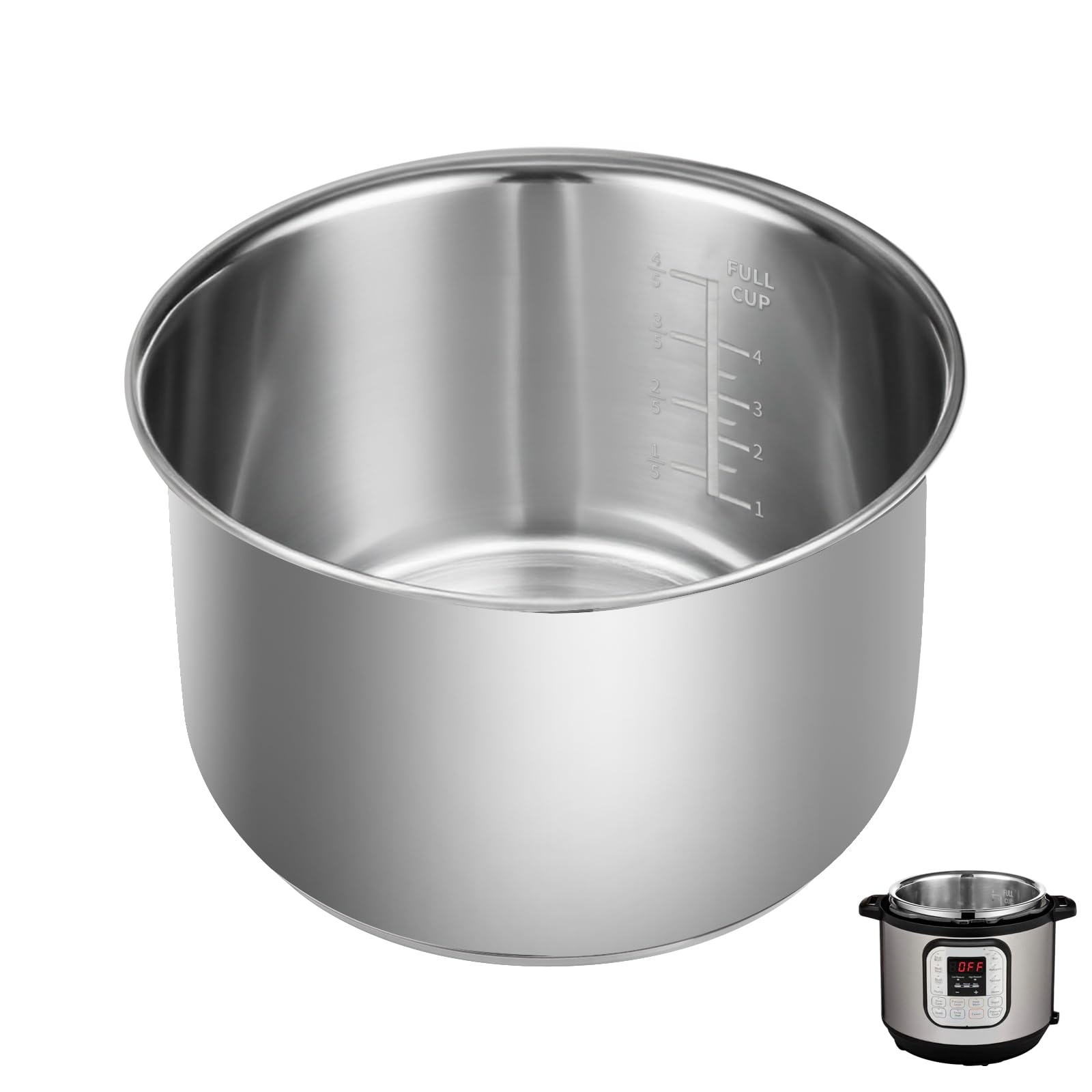 Photo 1 of Stainless Steel 3QT Inner Cooking Pot Compatible with Instant Pot, Cooking Pot for Rice, Non-Stick 304 Stainless Steel Inner Bowl, Durable Pots for Multi-Cookers, Easy to Clean and Dishwasher Safe