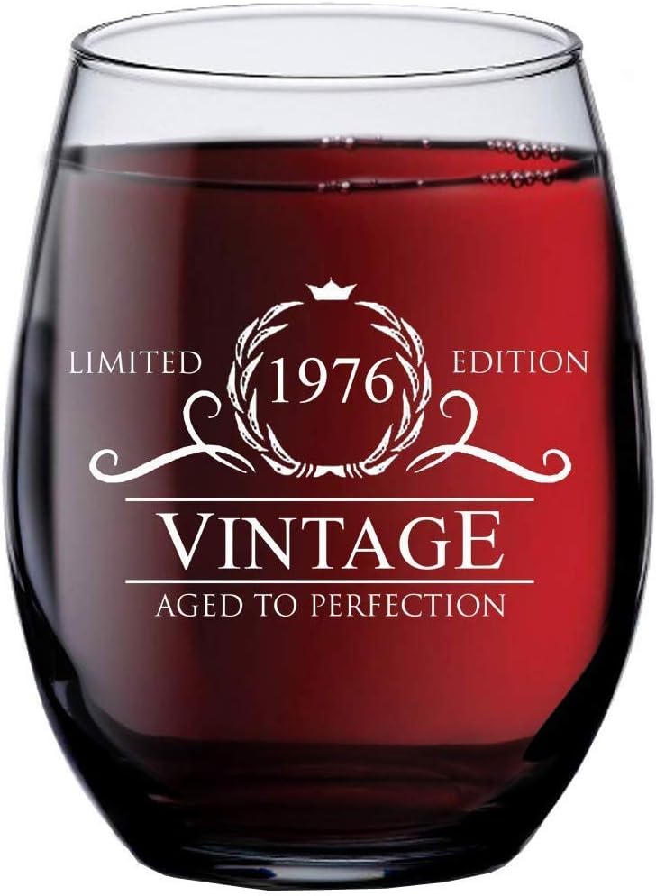 Napravi Rs Verres A Vin Verrerie Funny Vintage Unique Personnalise Idee Cadeau Pour Papa 43 Ans Verre A Vin Sans Pied 425 Ml Ouniaodao Glass 1976 43eme Anniversaire Pour Femme Et Homme