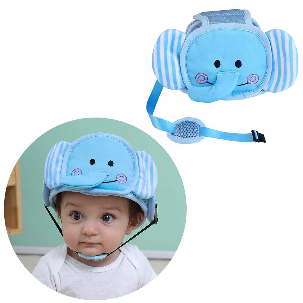 Baby Head Protector Helmet Safety Headguard, Adjustable Infant Kid Head Protect Cap Bumper Bonnet Harnesses Hat Walking Crawl, Elephant