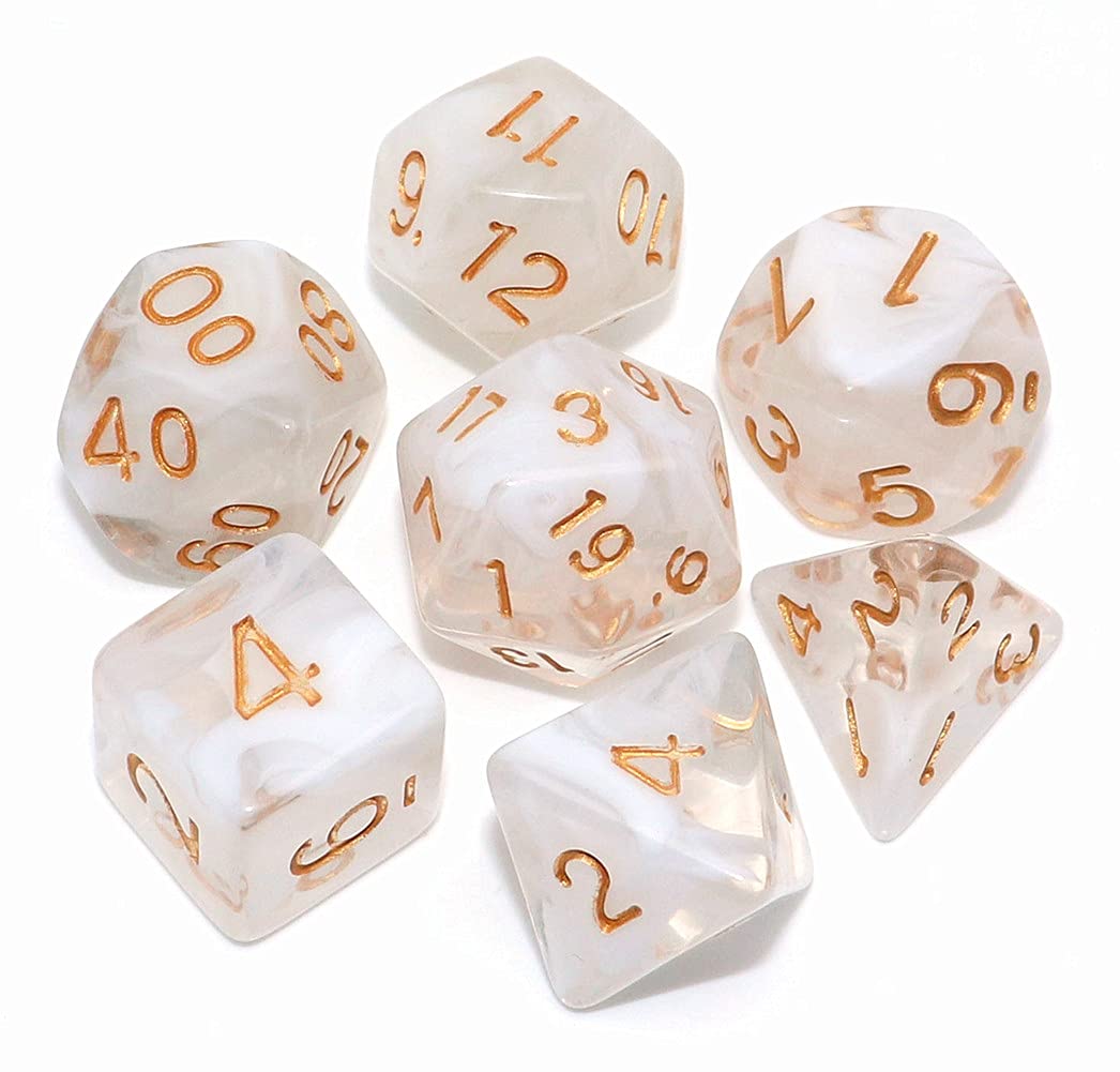 DND Dice Set 7Pcs Transparent Mix White Cloud Dice for Dungeon and Dragons D&D RPG Role Playing Games Polyhedral Dice — image 1