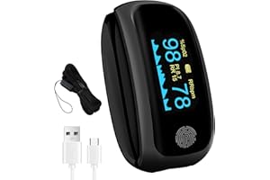 YUGAO Pulse Oximeter Fingertips, FDA Cleared Accurate SpO2 & Fast Reading Pulse Oximeter with Smart-Touch and Alarm Portable Blood Oxygen Saturation Monitor with Silicone Cover Black
