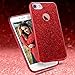 iPhone 8 Case with Stand, HoneyAKE Ultra Thin Cover Glitter Bling Sparkle Shell Luxury Shining Fashion Style 3 Layer Slim Fit Protective Soft Phone Case for Apple iPhone 8(Red)