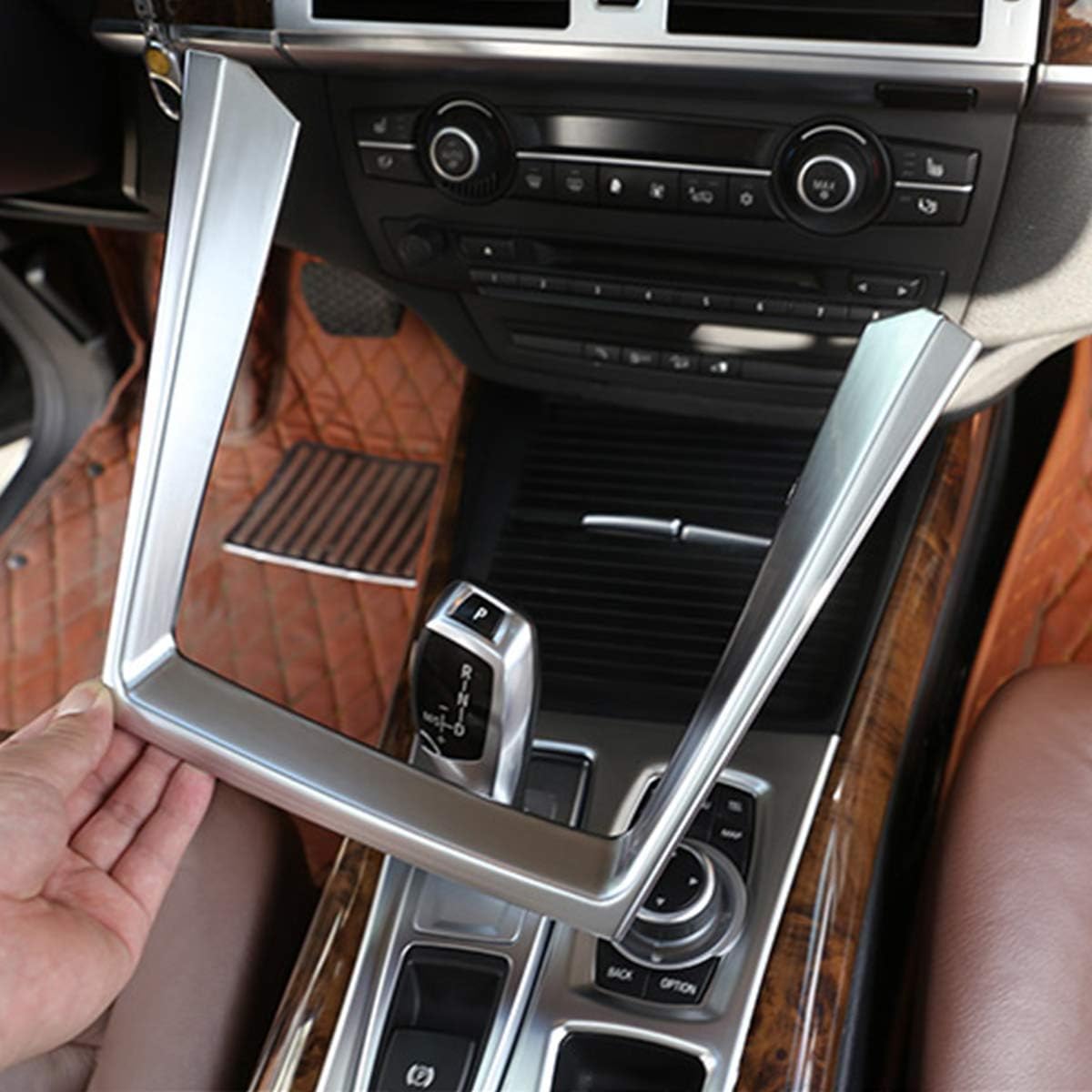 Silver Interior Center Console Cup Holder Trim For BMW X5 E70 X6 E71