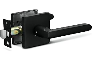 Berlin Modisch Passage Lever Door Handle Slim Square Non-Locking Lever Set [for Hallway or Closet Doors] Reversible for Right & Left Sided Doors Heavy Duty - Iron Black Finish