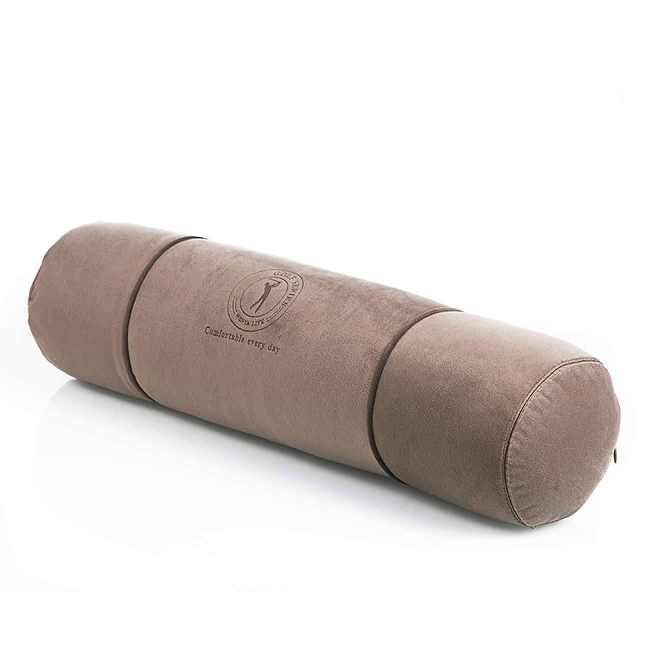 Alibo Therapeutic Cervical Long Bolster Cylindrical Back Sleeper Bed Pillow Neck Pain Relief Massage Pillow Round Roll Leg Supports With Washable Pillowcase,21"×5" Brown