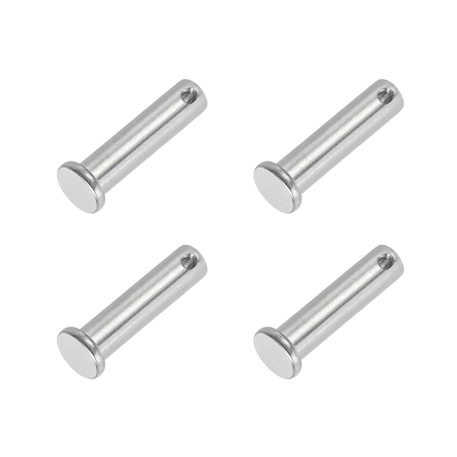 PATIKIL 10 x 40 Mm Single Hole Clevis Pins, 4 Pcs 304 Stainless Steel Flat Head Pin for Hitch Pin Lock Link Hinge Systems, Silver