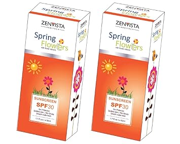 Zenvista Meditech Spring Flower Sunscreen SPF 30 with D Tanning cream & Sun Block 100ml.Pack of 2
