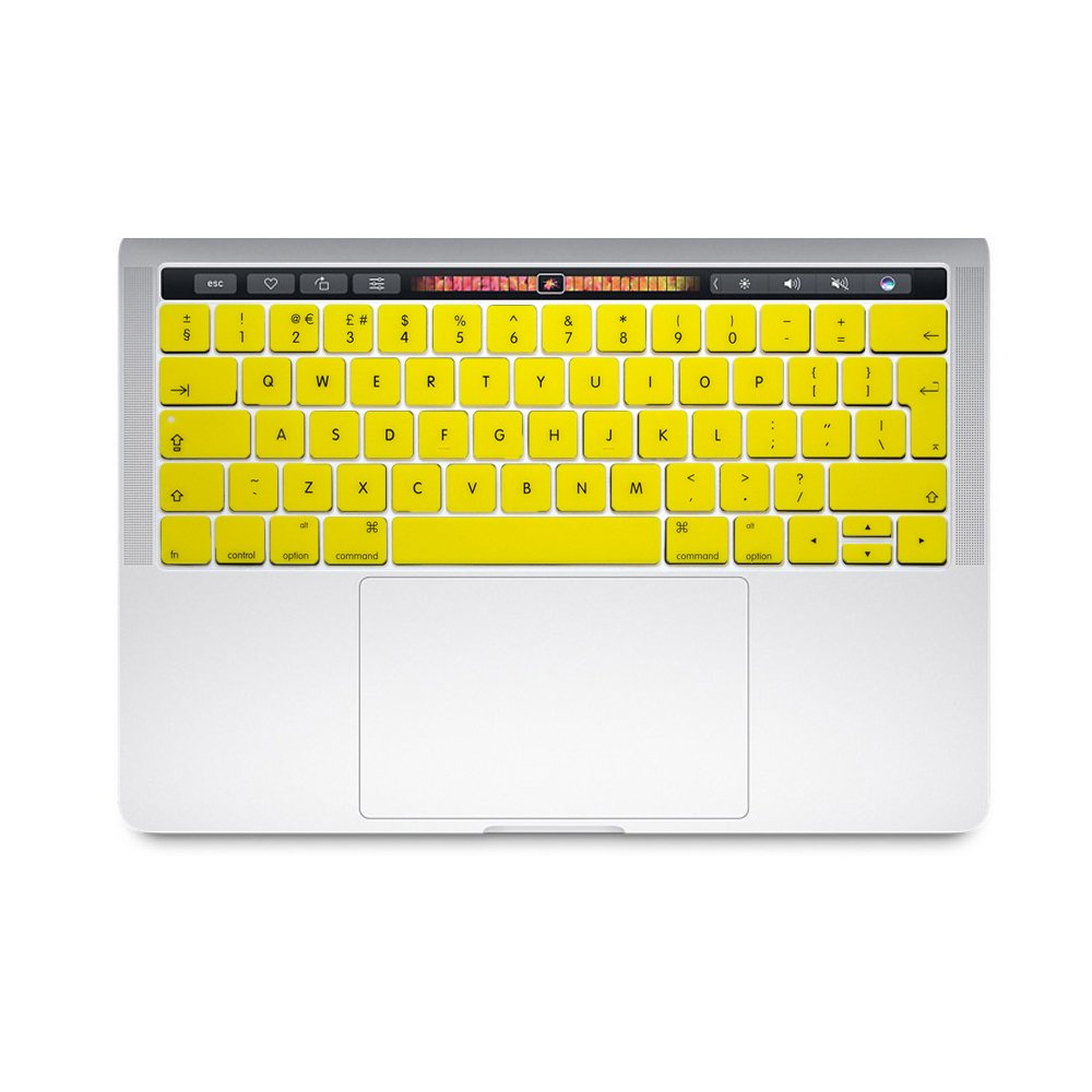 Se7enline Compatible with Macbook Pro 13 Keyboard Cover for MacBook Pro 13/15 inch Retina Display With Touch Bar Version 2016/2017/2018/2019/2020 Laptop Keyboard Cover 13 inch (UK Layout), Yellow