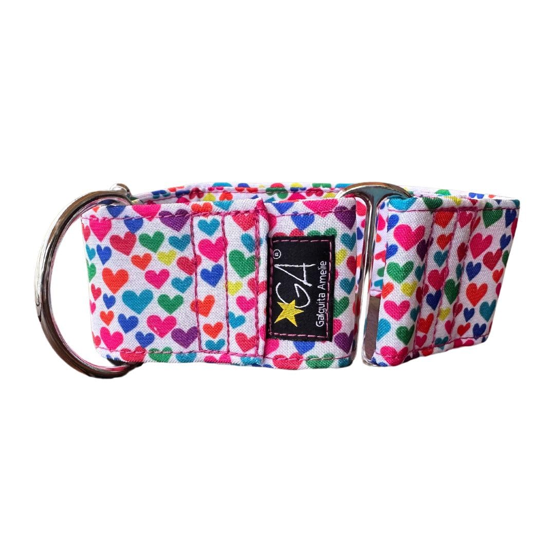 Galguita Amelie 5 cm Wide Size M (30 – 39 cm) Collar for Dogs, Hearts