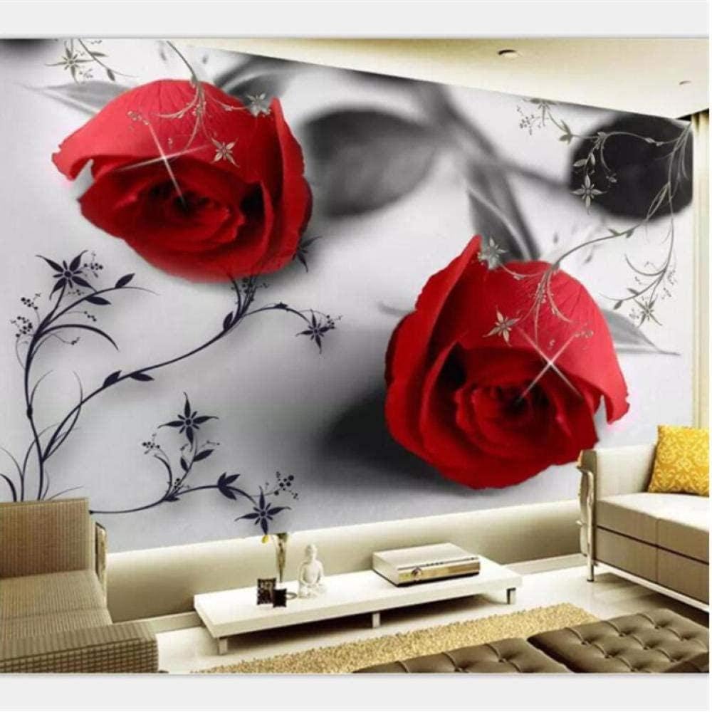 Amazon Bosakp 壁紙カスタム大ハイエンド現代の黒と白のバラ柄テレビの背景の壁のリビングルームの寝室の壁紙 280x0cm 壁紙