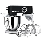 Kraftsman Stand Mixer All Metal - Heavy Duty Kitchen Standing Mixer 5.3 Quart with 4 Stainless Steel Attachments, DC Motor & Multifunctional Power Hub, 8-Speed & Timer, Lower Noise (Black)