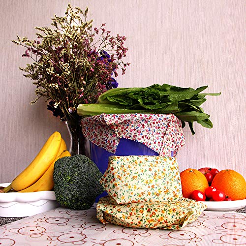 Beeswax Wrap, BEAUTLOHAS. Reusable Food Wrap - PataBee Reduce Plastic to Zero Waste - Organic, Sustainable, Eco-Friendly and Biodegradable Storage Wraps (1 Large, 2 Medium, 1 Small)
