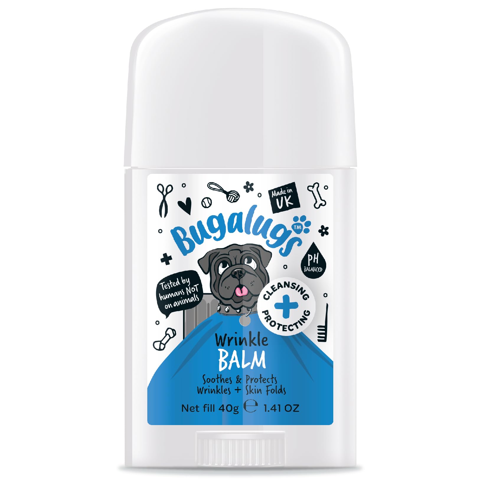 BUGALUGS Nose & Paw Balm for Bulldogs, French Bulldogs, wrinkly dogs & cats. For itchy wrinkle folds, paws & nose - anti-itch & itchy dog skin relief. Great itch remedies for dogs (40g Stick)