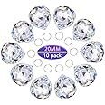 Crystalsuncatcher 10pcs Crystal Glass Ball Chandelier Prisms Pendants Parts Rainbow Crystal Suncatcher DIY Parts (20mm,Clear)