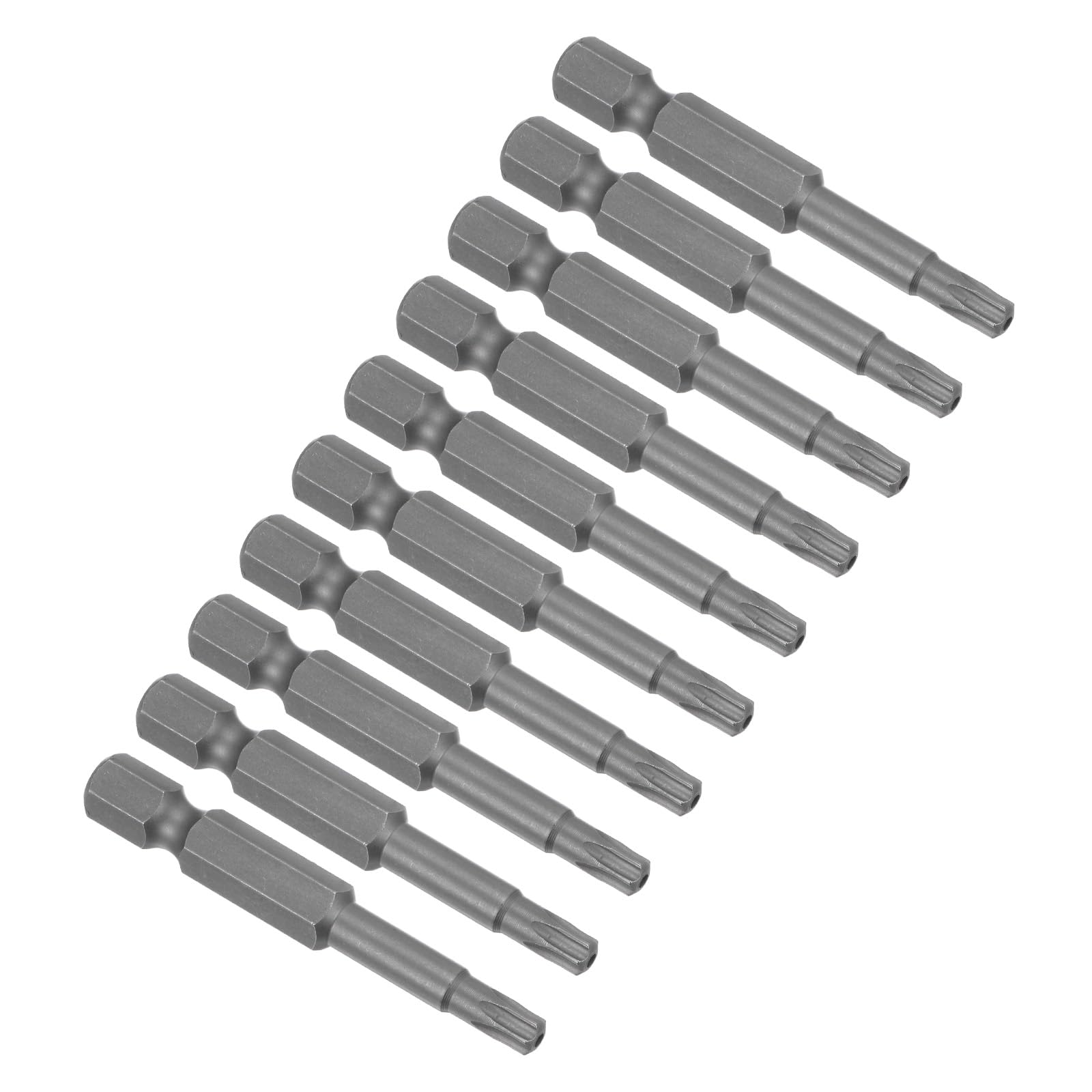 CoCud Magnetic Torx Screwdriver Bit, T20 50mm Length 1/4" Hex Shank, S2 Steel Star 6 Point Drill Driver Tamper Proof - (Applications: for Auto Repair), 10-Pieces