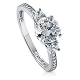 BERRICLE Sterling Silver 3-Stone Wedding Engagement