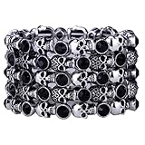 Angel Jewelry Women's Crystal Skull Stretch Cuff Bracelet