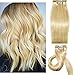Blonde Clip in Hair Extensions 70g Bleach Blonde Silky Straight Human Hair Extensions Clip in Hair Extensions