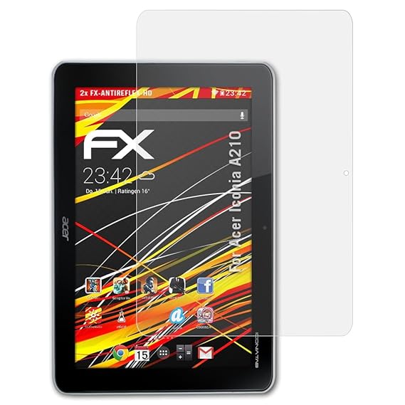 atFolix Schutzfolie kompatibel mit Acer Iconia A210 Displayschutzfolie, HD-Entspiegelung FX Folie (2X)