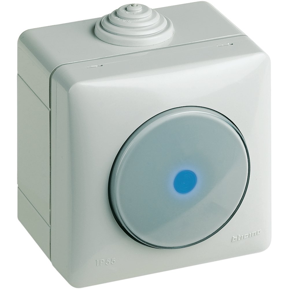 Bticino Diverter Wall Switch, Push Button, Manual, Bright Grey (Ral 7035), IP55
