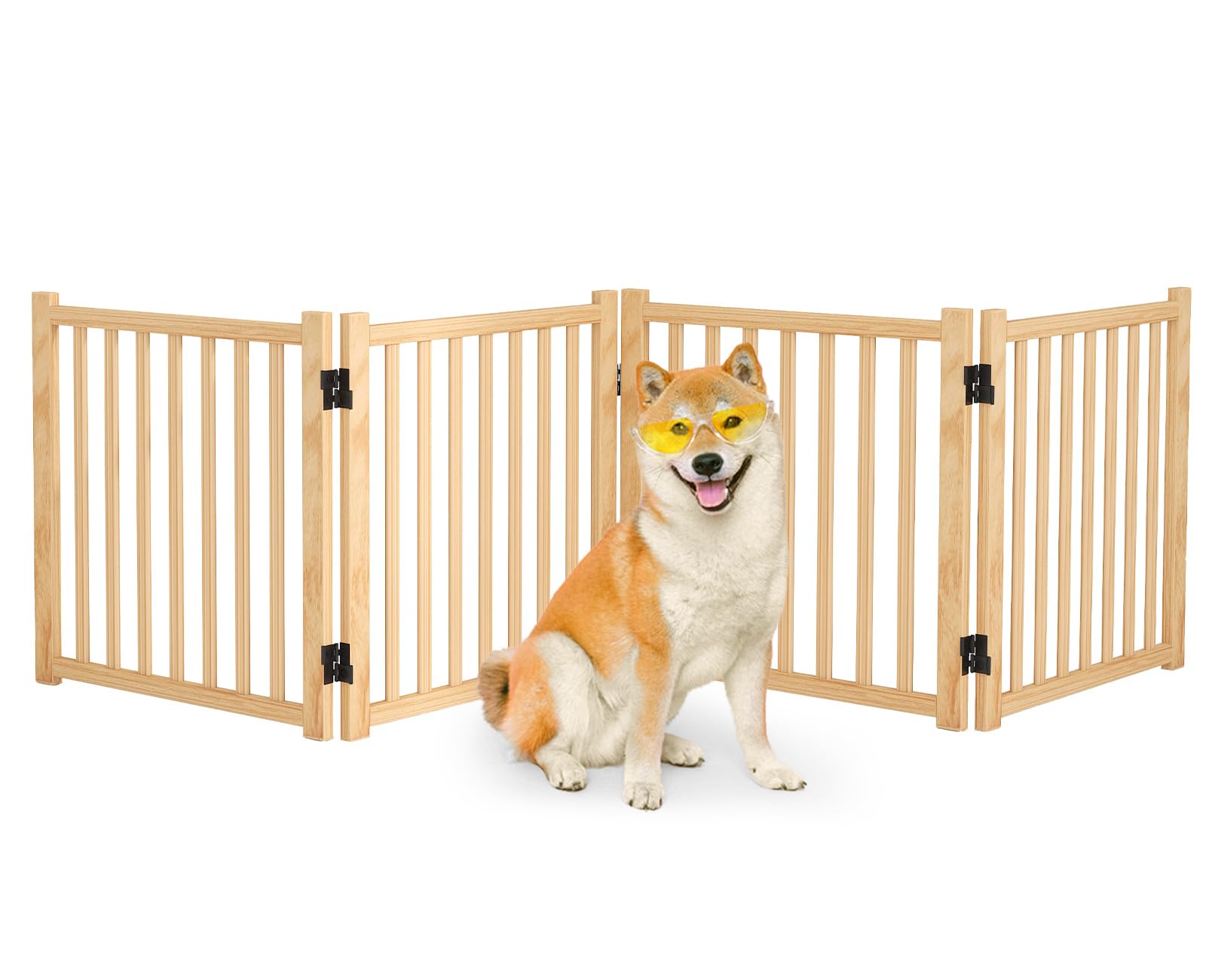 Photo 1 of Oapety Solid Wood Freestanding Pet Gate,Nature Wood Dog Gates for Doorways The House,Pet Gate for Stairs,Freestanding Indoor Gate Safety Fence,23" Height-4 Panels