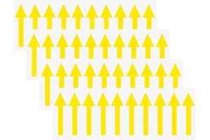 M METERXITY 4-Pack Arrow Sticker, 2 x 1 Inch/ 50 x 15 mm PVC Waterproof Self-Adhesive Directional Arrows Removable Directional Floor Decal Stickers for Wall Marking/Road Sign [Yellow]